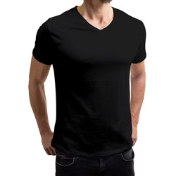 V-Neck T-Shirts Män svart